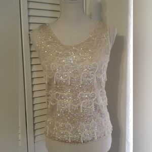 Sparkling Cream Sequin Tank Top
